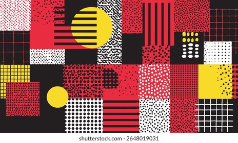Formas geométricas criam padrões dinâmicos dentro da arte abstrata colorida