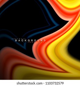 Formas geométricas creadas con líneas multicolores fluidas. Ilustración artística vectorial para presentación, fondo de pantalla de aplicación, cartel o afiche