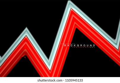 Formas geométricas creadas con líneas multicolores fluidas. Ilustración artística vectorial para presentación, fondo de pantalla de aplicación, cartel o afiche