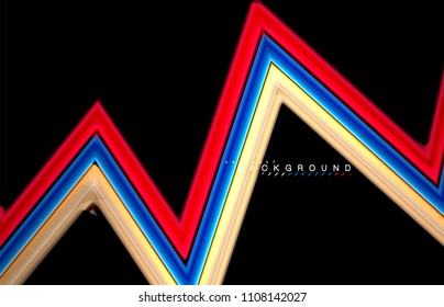 Geometric shapes created with fluid multicolored lines. Vector artistic illustration for presentation, app wallpaper, banner or poster