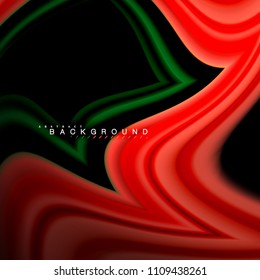 Formas geométricas creadas con líneas multicolores fluidas. Ilustración artística vectorial para presentación, fondo de pantalla de aplicación, cartel o afiche