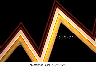 Formas geométricas creadas con líneas multicolores fluidas. Ilustración artística vectorial para presentación, fondo de pantalla de aplicación, cartel o afiche