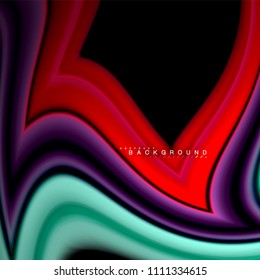 Formas geométricas criadas com linhas multicoloridas fluidas. Ilustração artística vetorial para apresentação, papel de parede do aplicativo, banner ou cartaz