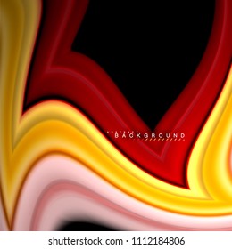 Formas geométricas creadas con líneas multicolores fluidas. Ilustración artística vectorial para presentación, fondo de pantalla de aplicación, cartel o afiche