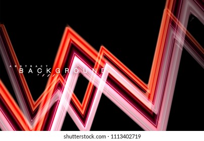 Formas geométricas criadas com linhas multicoloridas fluidas. Ilustração artística vetorial para apresentação, papel de parede do aplicativo, banner ou cartaz