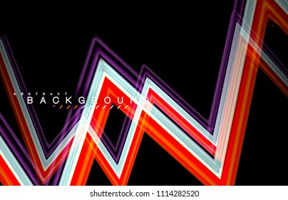 Geometrische Formen mit fließenden mehrfarbigen Linien. Vektorgrafik zur Präsentation, App-Bildschirmhintergrund, Banner oder Poster