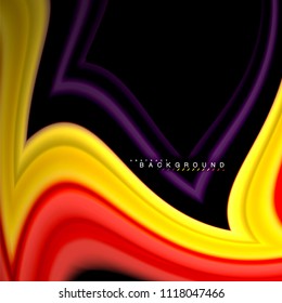 Formas geométricas creadas con líneas multicolores fluidas. Ilustración artística vectorial para presentación, fondo de pantalla de aplicación, cartel o afiche