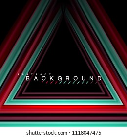 Geometrische Formen mit fließenden mehrfarbigen Linien. Vektorgrafik zur Präsentation, App-Bildschirmhintergrund, Banner oder Poster