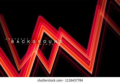 Formas geométricas criadas com linhas multicoloridas fluidas. Ilustração artística vetorial para apresentação, papel de parede do aplicativo, banner ou cartaz