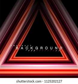 Formas geométricas criadas com linhas multicoloridas fluidas. Ilustração artística vetorial para apresentação, papel de parede do aplicativo, banner ou cartaz