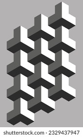 Geometric shapes from cubes. Vector illustration of a set of cubes in the form of a pyramid. Sketch for creativity.