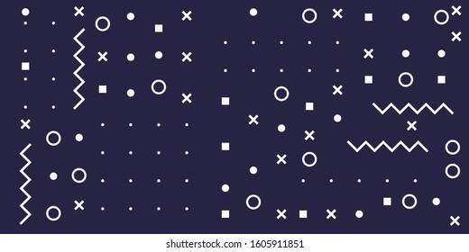Geometric Shapes with Dark Background. Memphis Style. Square Circle line triangle