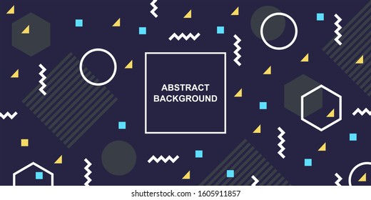 Geometric Shapes with Dark Background. Memphis Style. Square Circle line triangle