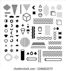 geometric shapes. design, retro elements for web, vintage, advertisement, commercial banner, poster, leaflet, billboard, and sale. Collection trendy halftone vector geometric shapes.