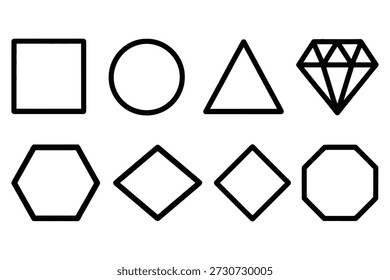 Formas geométricas y círculo cuadrado de iconos de diamantes
