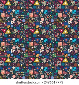 Geometric shapes, different colors, seamless pattern