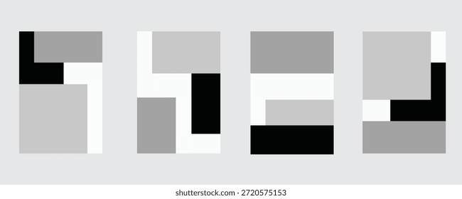 Formas geométricas de diferentes proporciones para crear combinaciones equilibradas y atractivas en tonos apagados y oscuros. Arte mural mínimo, arte impreso y todo lo relacionado con la decoración. 