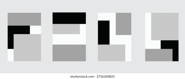 Geometrische Formen mit unterschiedlichen Proportionen, um ausgewogene und ansprechende Kombinationen zu schaffen, wenn man gedeckte und dunkle Töne verwendet. Minimale Wandkunst, Druckkunst und alles, was mit Dekoration zu tun hat. 