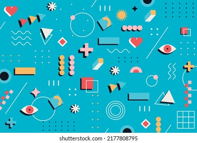 Formas geométricas y objetos de doodle. Ilustración vectorial moderna abstracta contemporánea moderna y moderna. EPS 10