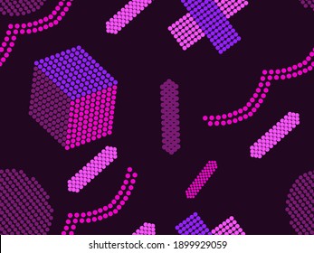 Formas geométricas a partir de puntos. Resumen de un patrón sin fisuras en estilo de arte pop. Antecedentes para la impresión en papel, materiales publicitarios y tela. Ilustración del vector