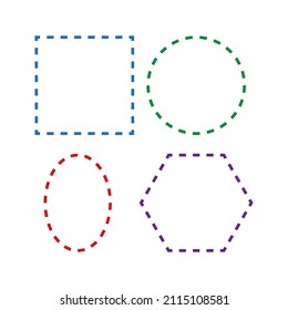 Geometric shapes with a dotted line. Simple vector illustration on a white background.