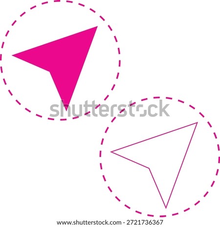 Geometric shapes with dotted lines triangle outline and fill