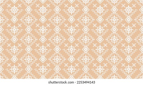 The geometric shapes of the fabric are assembled together to create a pattern that will have a seamless pattern. as an illustration folk fabric pattern fabric design