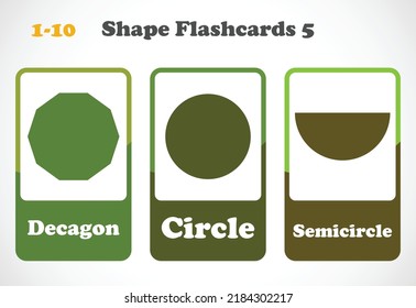 Geometric shapes flashcards for kids. Educational material for children. Learn The Shapes