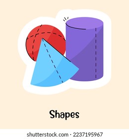 Formas geométricas en el diseño de pegatinas planas, vector modificable  