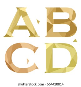 Geometric shapes font alphabet. A,B,C,D. Vector illustration
