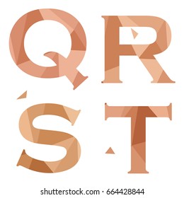 Geometric shapes font alphabet. Q,R,S,T. Vector illustration