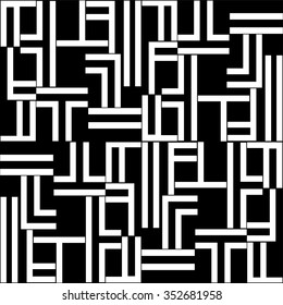 Geometric shapes forming design inspired from maze - black and white