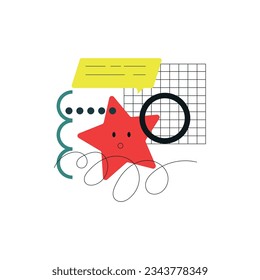 Geometric Shapes and Forms with Face Abstract Figure Cute Collage Vector Composition. Modern Style Basic Geometry Element
