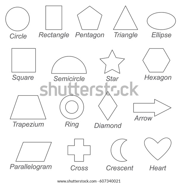 Geometric Shapes Forms Set Be Colored Stock Vector (Royalty Free) 607340021