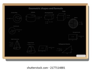 geometrische Formen formt Kreidebrett. Hintergrund
