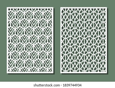 Geometric shapes in gexagon seamless pattern for laser cutting. Universal greeting card, laser cut panel. Vector illustration. Rectangle A4