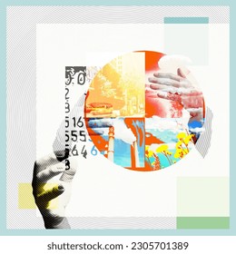 formas geométricas, calentamiento global, manos y líneas. diseño de arte de portada