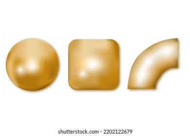 Geometric Shapes Golden Set. Vector 3d illustration. Gold gradient modern trendy design elements. Decorative Elements for design.