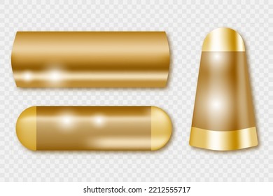 Juego de oro de formas geométricas. Ilustración vectorial 3d. Diseño moderno con un degradado de oro. Elementos decorativos para el diseño.