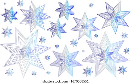 Geometric shapes from a gradient of blue lines on a white mono background vector illustration