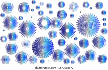 Formas geométricas de un degradado de líneas azules en una ilustración de un vector de fondo blanco mono