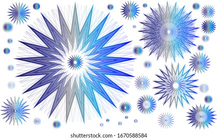 Geometric shapes from a gradient of blue lines on a white mono background vector illustration