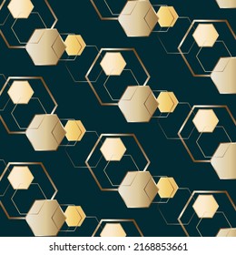 Formas geométricas con marco degradado.Formas en forma de panales con un gradiente sobre un fondo coloreado en un patrón vectorial.