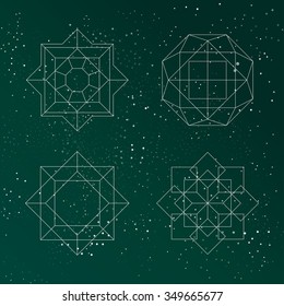 Geometric shapes. Green background.