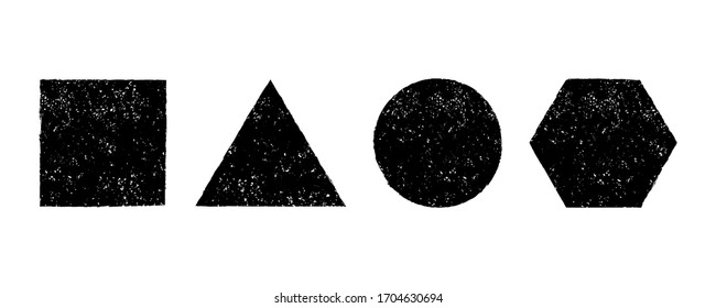 Geometric shapes grunge effect set