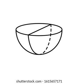 Geometric shapes, half sphere icon. Simple line, outline vector 3d figures icons for ui and ux, website or mobile application