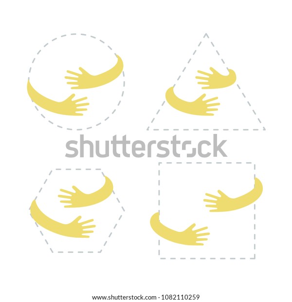 Geometric Shapes Hand Embrace Logo Hug Stock Vector (Royalty Free) 1082110259