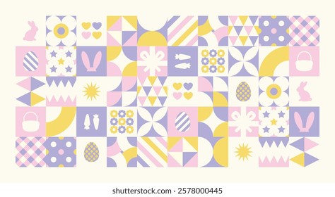 Geometric shapes Happy easter vector