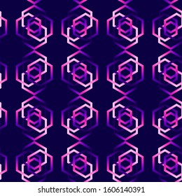 Geometric shapes holographic gradient grid seamless pattern. Vector wallpaper for textiles, posters, cards, wrapping paper. 