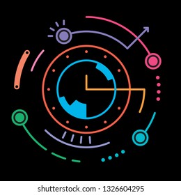 geometric shapes infographic round colored black ground vector